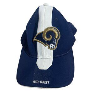 NFL Rbk Rams Hat Navy/White L/XL Authentic Sideline NFC-West Logo Stretch Fit
